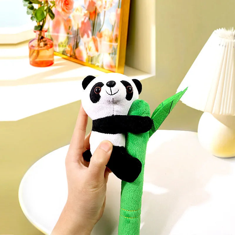 Bamboo panda plush doll ornament 34cm tall holding bamboo style