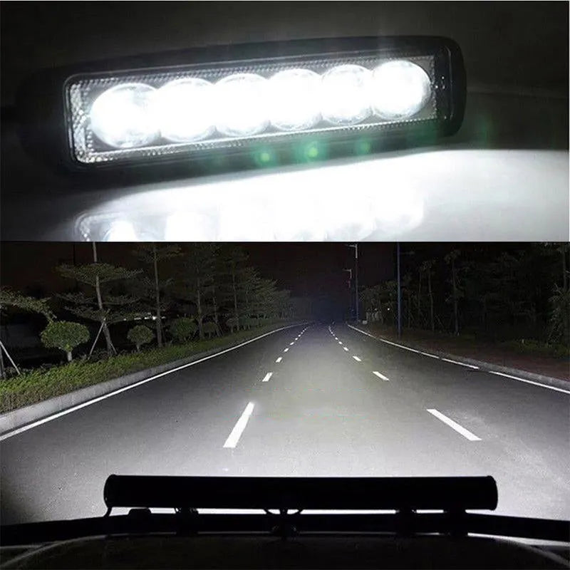 Black automotive auxiliary spotlight with die-cast aluminium housing and polycarbonate cover