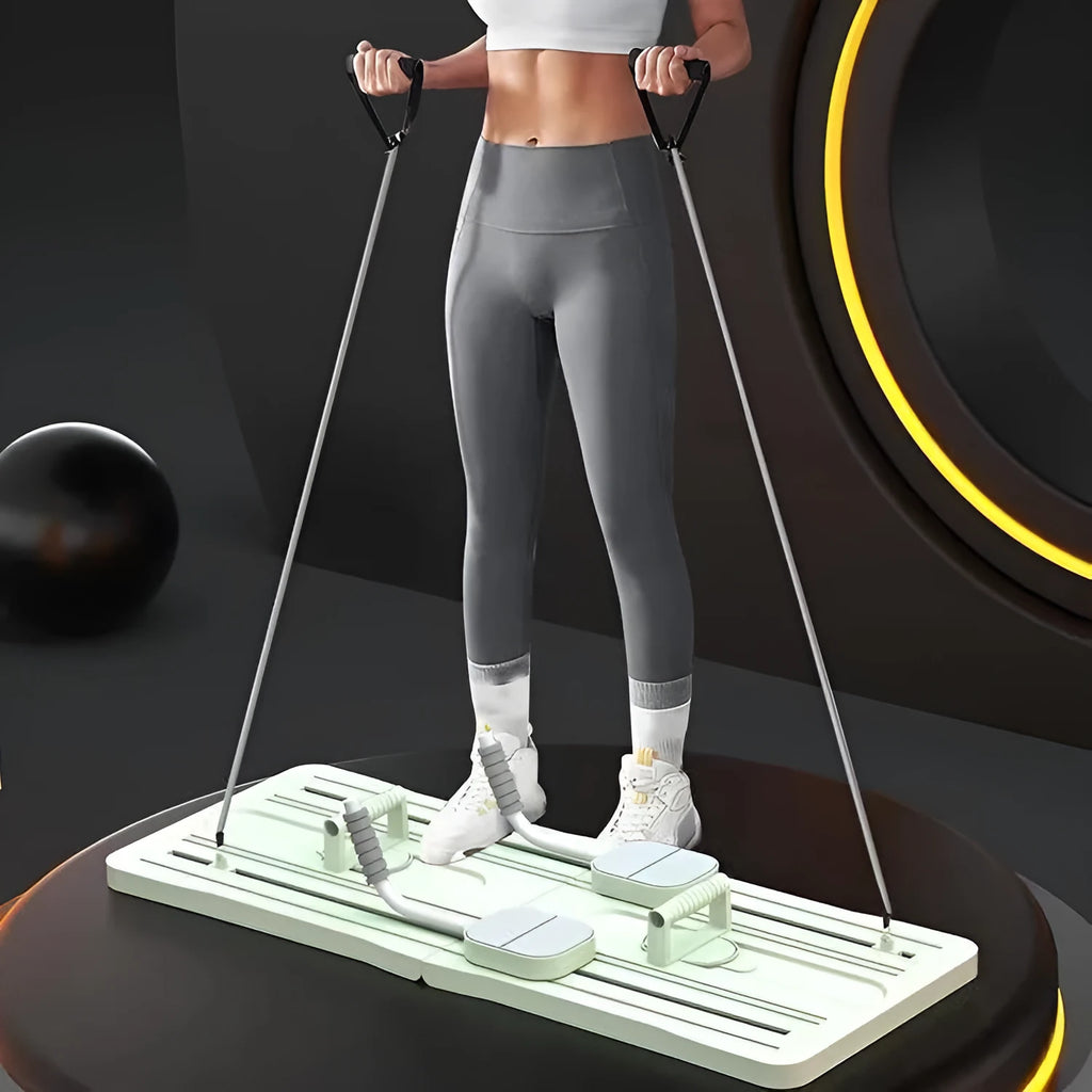 Purple foldable PP plastic fitness belly panel board for supine home workouts.