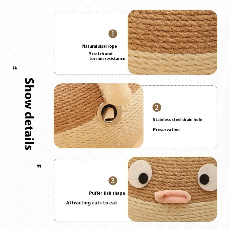 15cm cubed sisal hemp pet puzzle tumbler toy with puffer leakage food feeder design