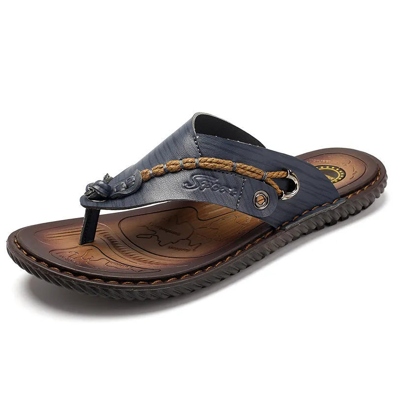 Men's lightweight casual slipper in PU leather with non-slip sole, shown in available colours.