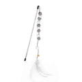 31cm long cat teaser rod with pompon feather and bell attachments in multiple colour options