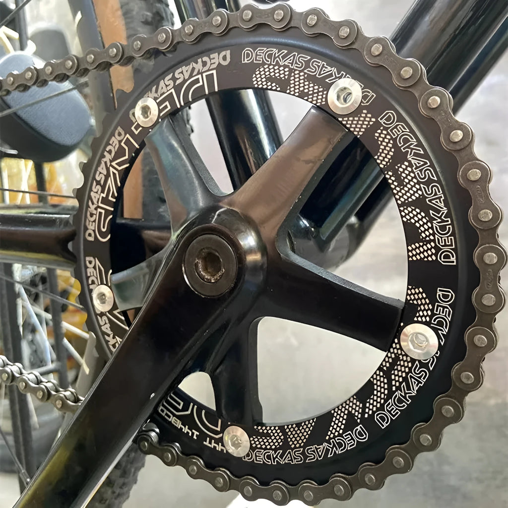 Black aluminium alloy track bicycle single disc chainring 144BCD with multiple tooth options