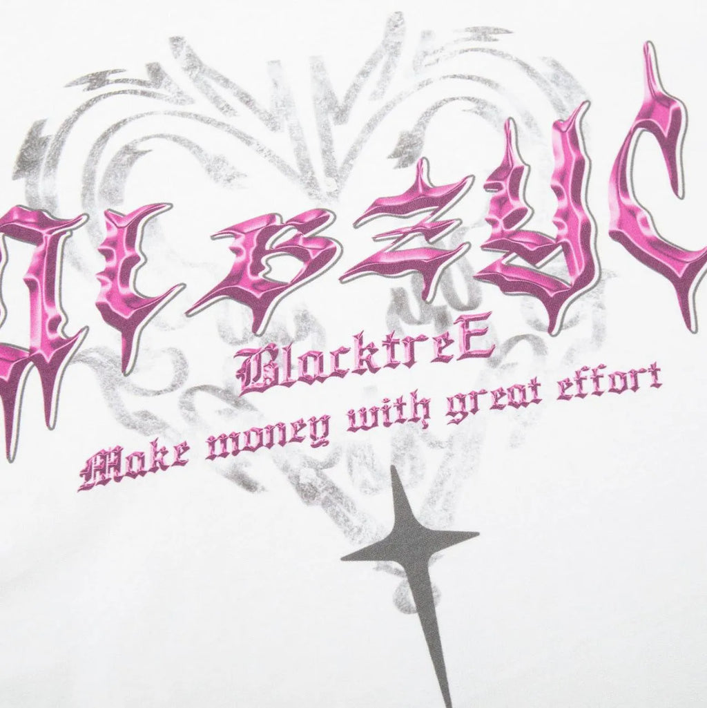 Men's black retro print cotton t-shirt with short sleeves and round neck.