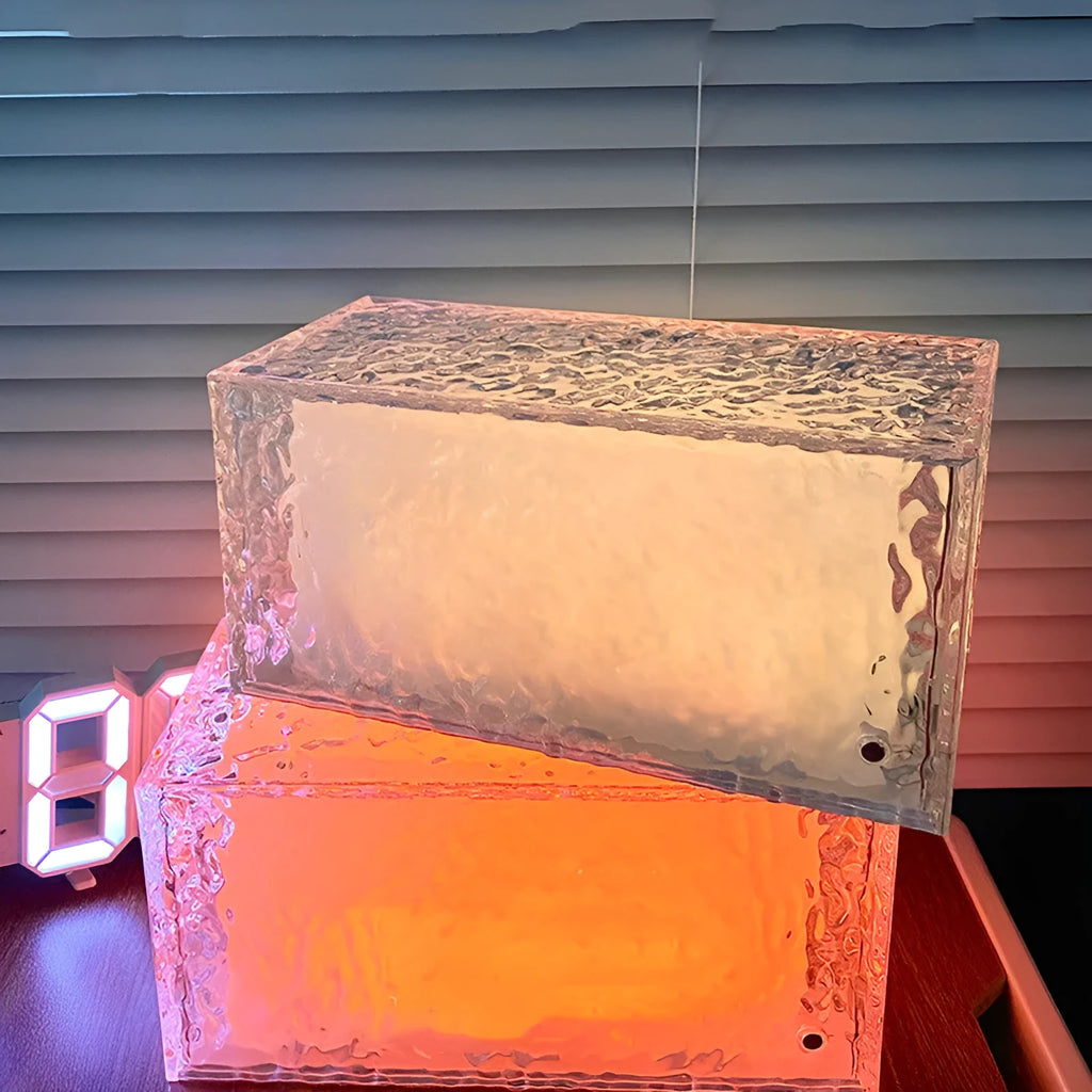 Geometric acrylic ice cube night lamp with colour-changing LED lights