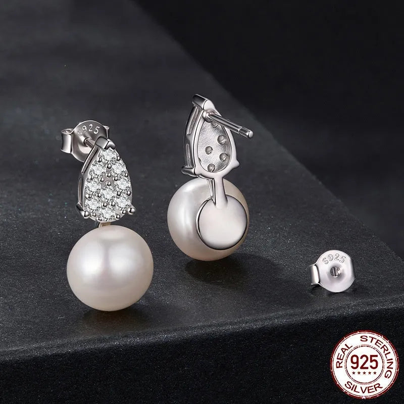 S925 sterling silver freshwater pearl stud earrings in MSE101 colour with certificate
