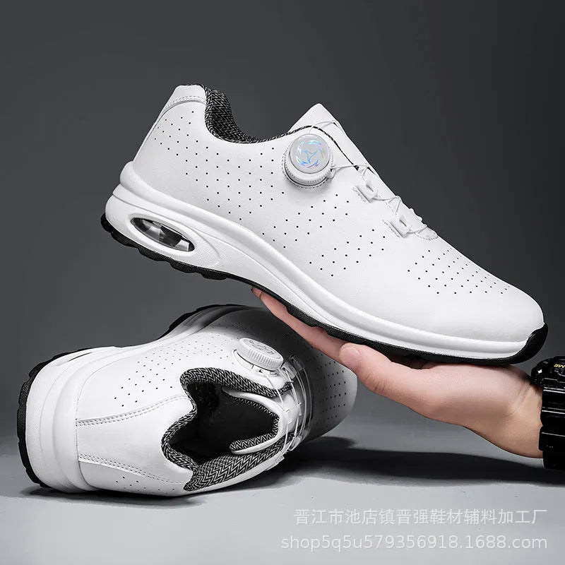 Black and white low top mesh tennis shoes with composite sole and cross shoulder straps