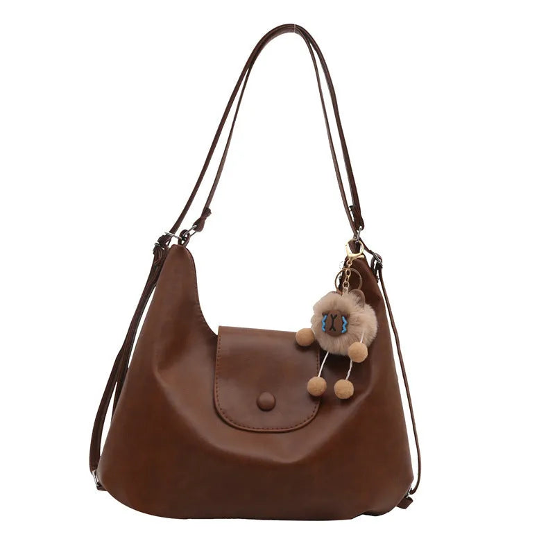Textured PU leather women's shoulder bag in horizontal square design with single strap