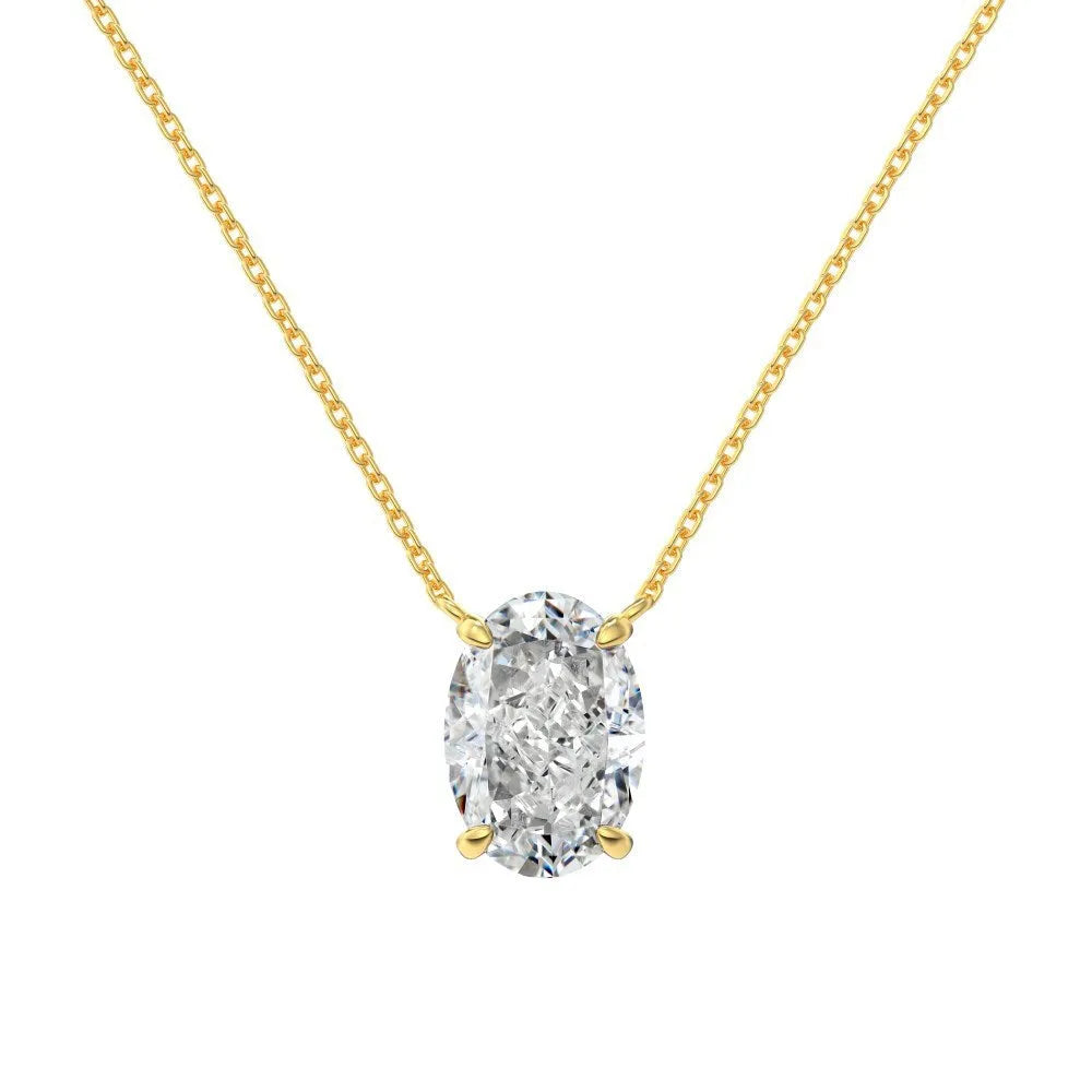 Women's S925 sterling silver necklace with oval ice flower pendant in platinum or gold finish