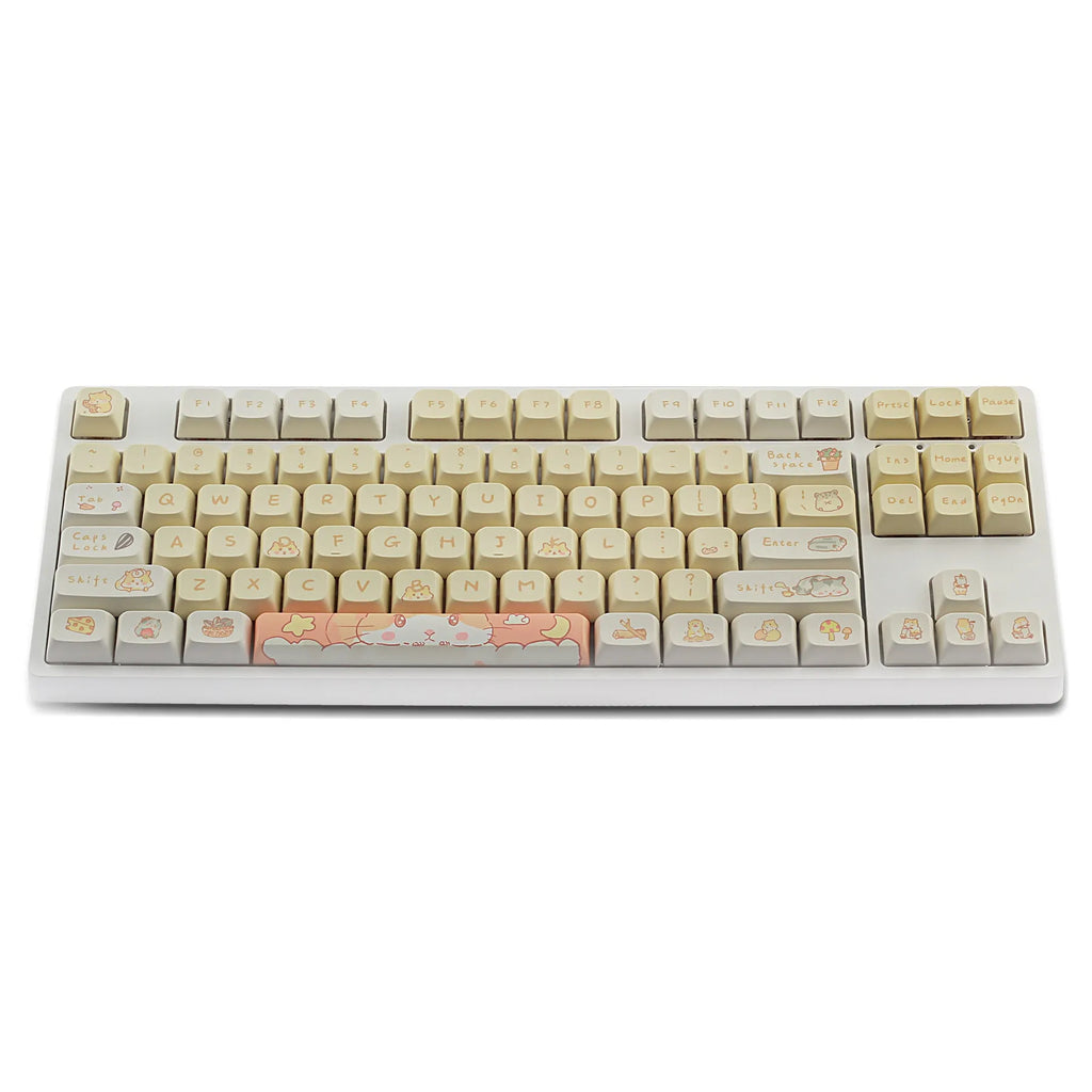 Custard design mechanical keyboard keycaps for 68 75 98 100 column layouts in grey and yellow colours