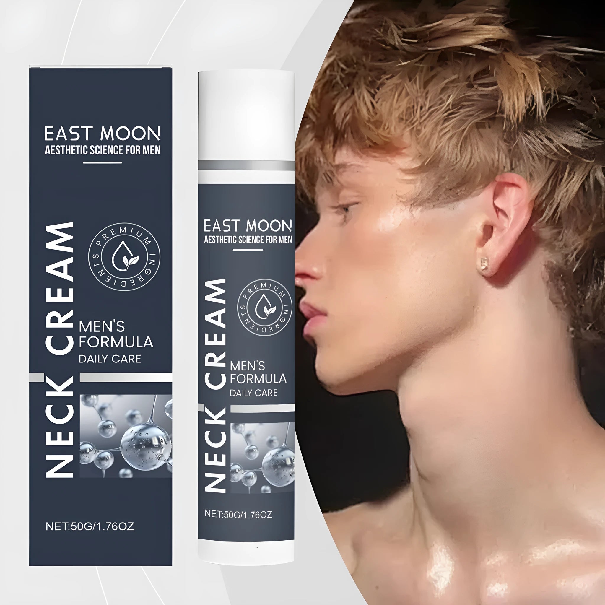Men's Neck Stretch Cream 50g jar with collagen and hyaluronic acid for firming and moisturising