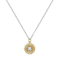 Women's sunflower pendant necklace in 925 silver with geometric daisy design and cross chain