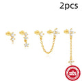 S925 sterling silver earrings with geometric clover petal design in gold tone finish
