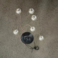 Solar wind chime LED landscape garden lamp with APS resin plastic, Morocco golden ball design, black shell 6 lights