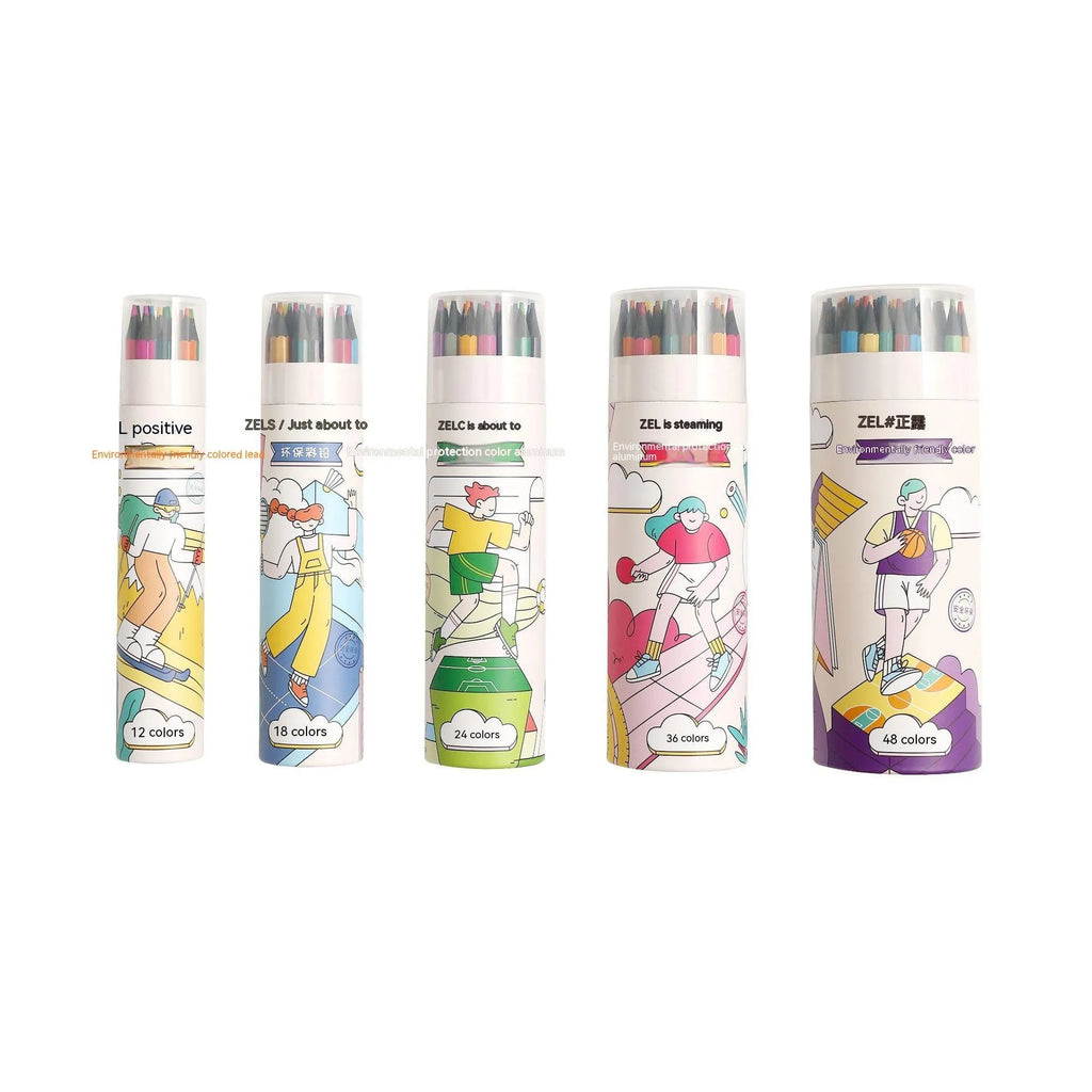 Zhenglin Sports Series colour pencil sets in various pack sizes including 24 and 36 colours.