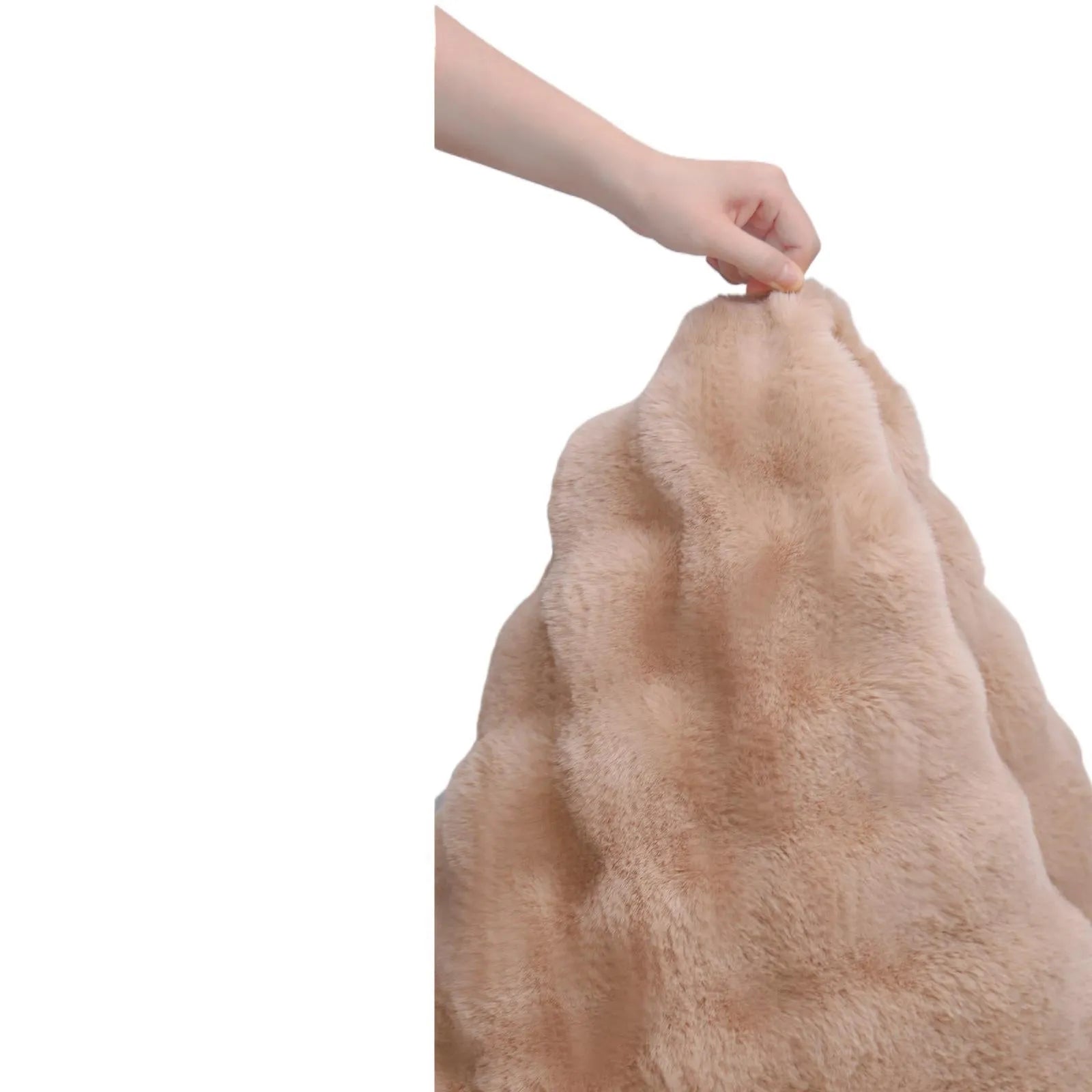 French cream style solid colour carpet in imitation rabbit plush, living room floor mat
