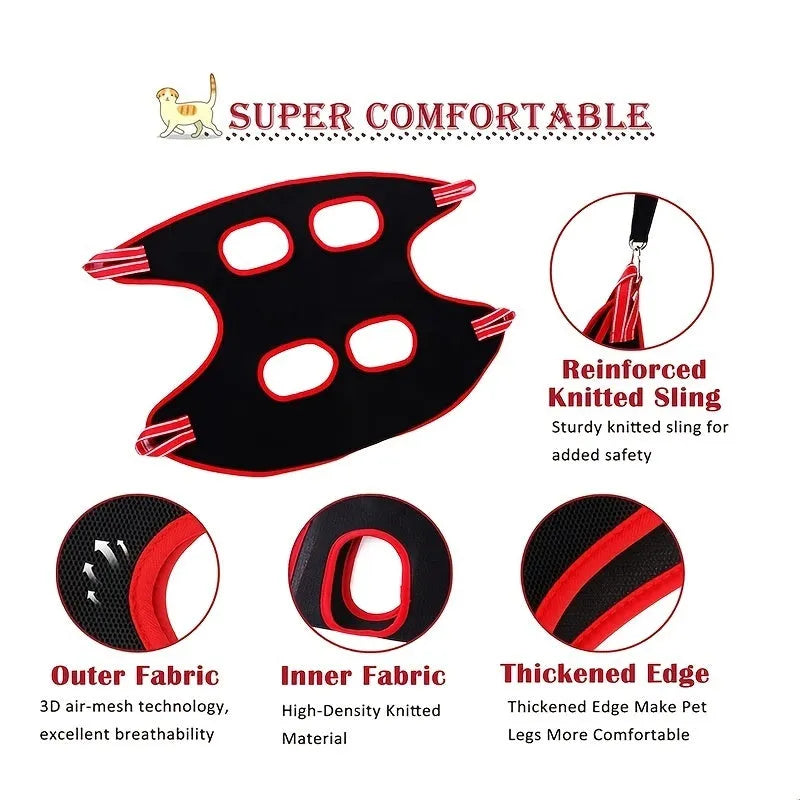 Pet grooming hammock restraint bag for cats and dogs hanging for nail cutting and bathing