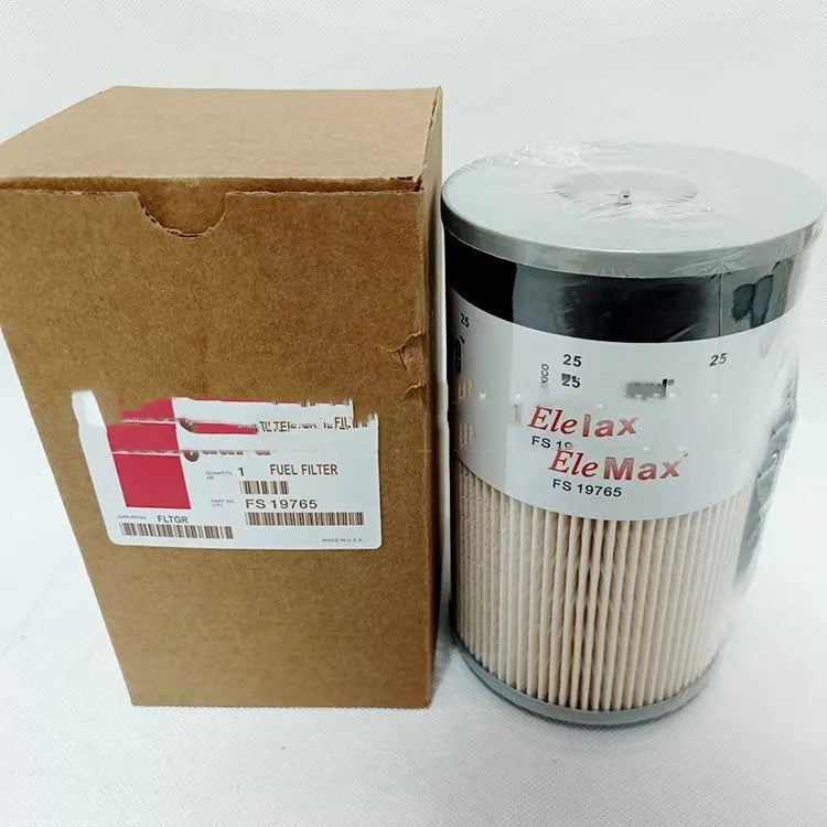 FS19764 diesel fuel filter with dimensions shown, for generator sets and automobile starting systems.