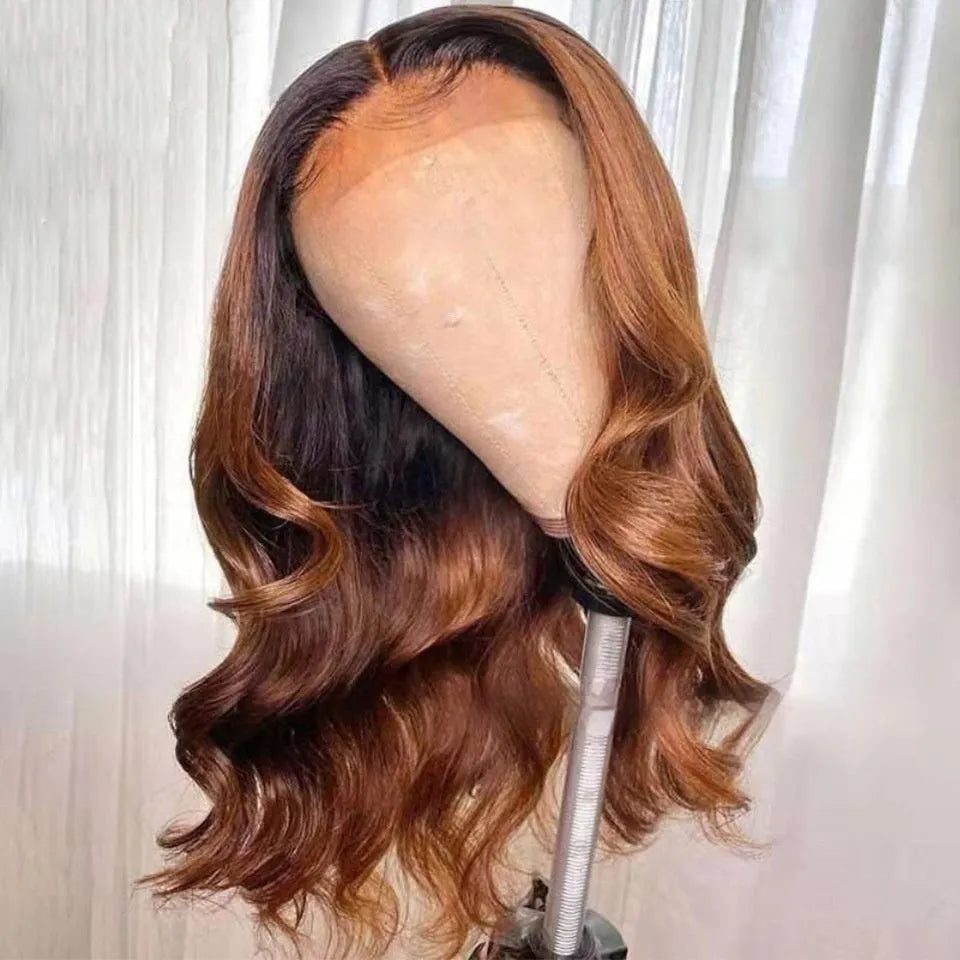 Real human hair Ruili style gradient wig with a lace front cap, shown in a long length.