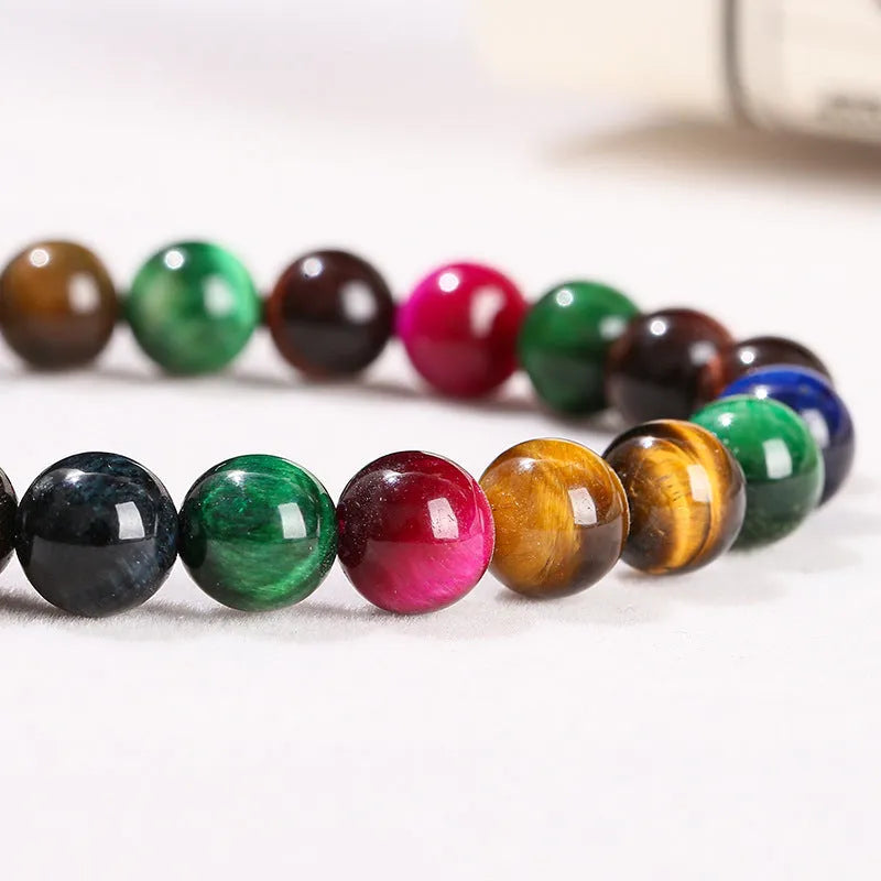 Colourful Tiger Eye gemstone beads in four sizes from 6mm to 12mm for bracelet making