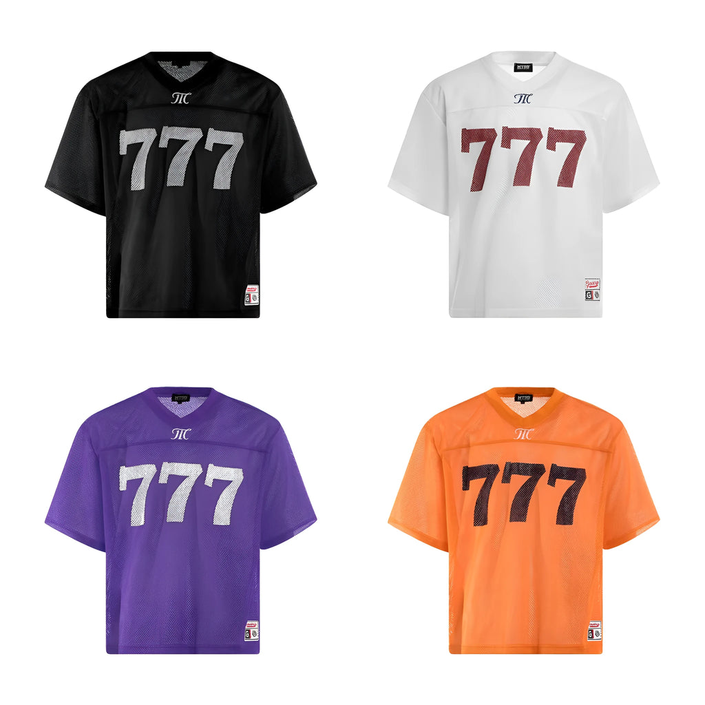Retro style loose t-shirt in black, white, purple or orange colours with casual streetwear design