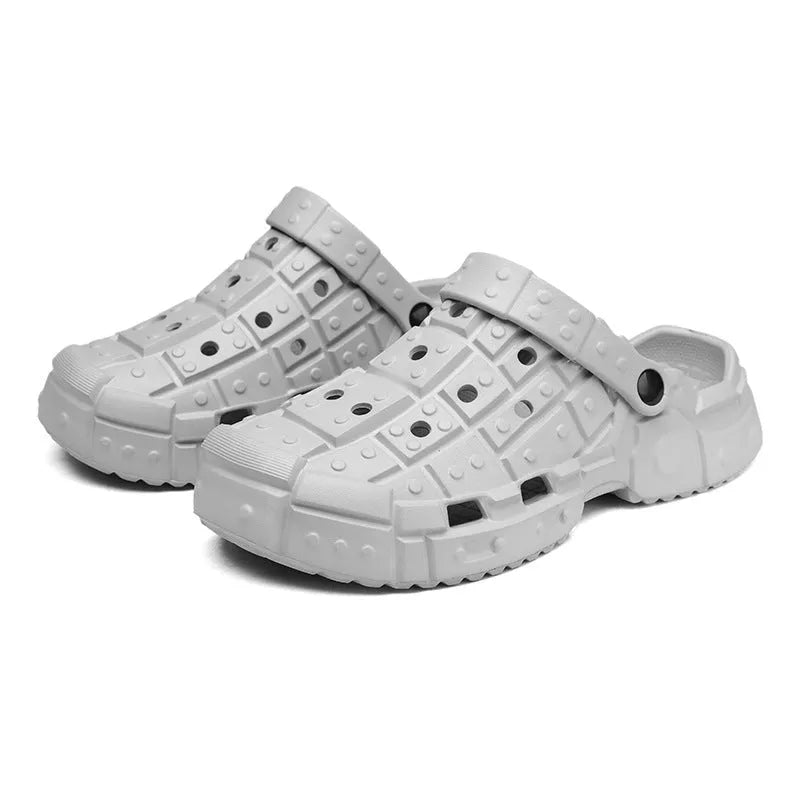 Men's black EVA sandal slippers with a thick non-slip sole and toe holder.