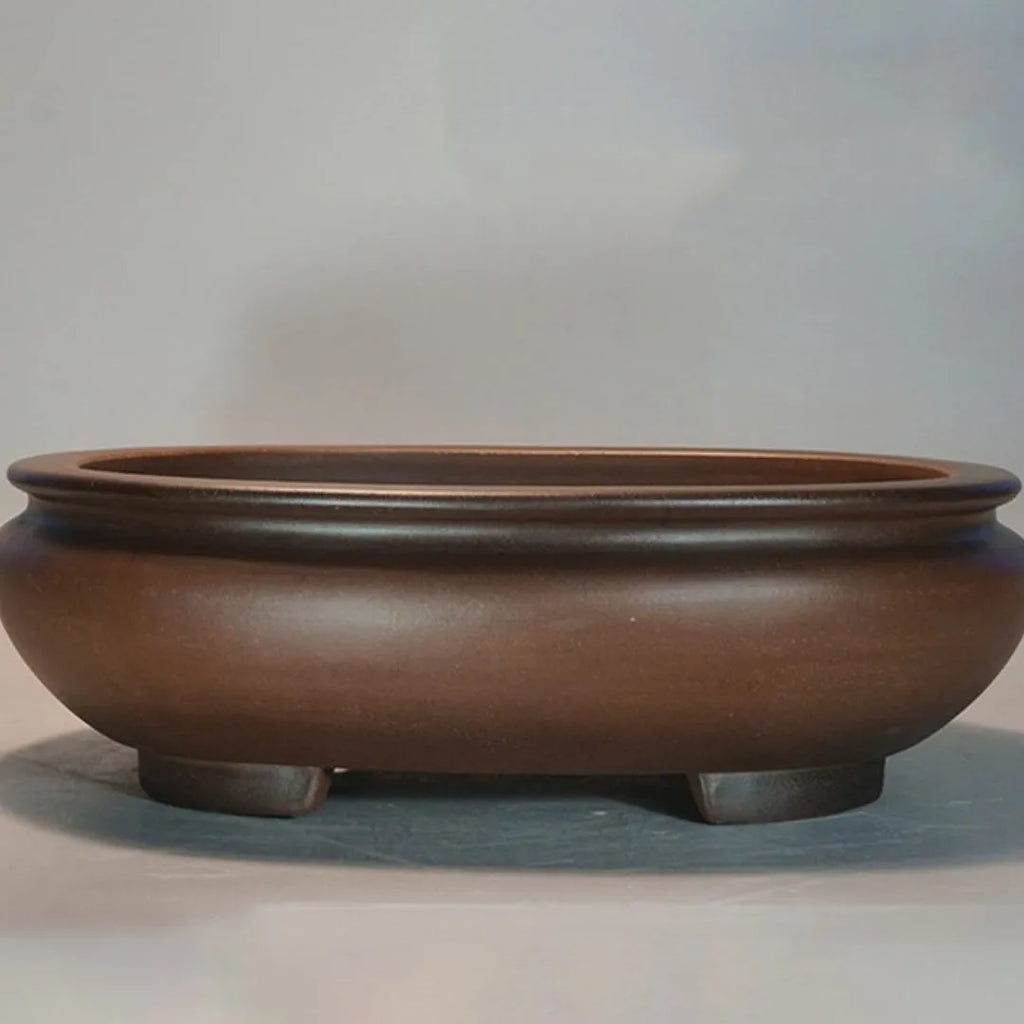 Handmade purple clay flowerpot with classical design for indoor desktop plants