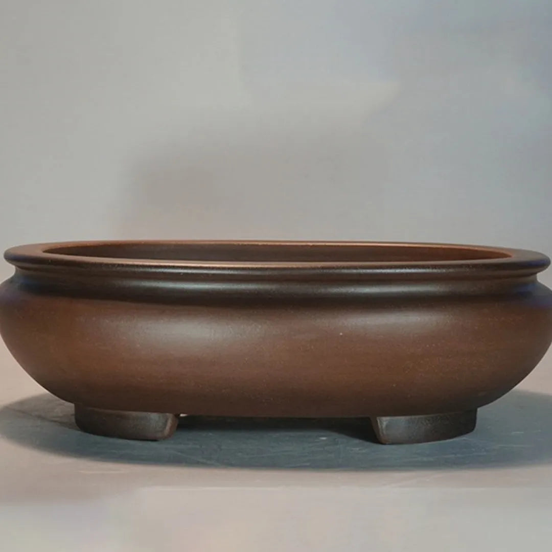Handmade purple clay flowerpot with classical design for indoor desktop plants