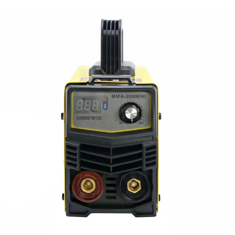 MMA-200MIN 220V DC inverter welding machine with welding tongs, clamps, and face shield accessories