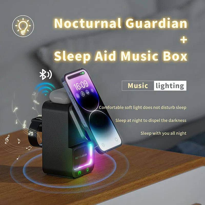 Black and white Bluetooth speaker wireless charger with QC3.0 fast charging