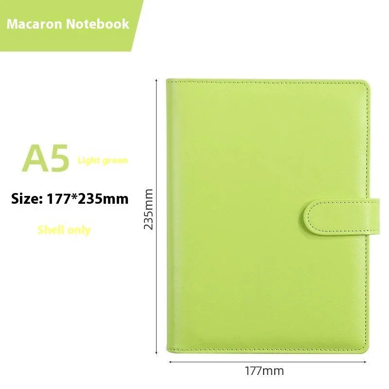 A5 PU leather zipper notebook shell in a solid colour, shown closed with the zip fastened.