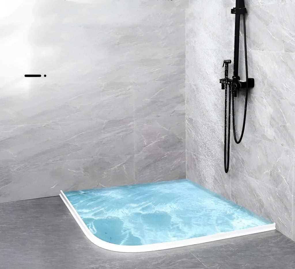 Flexible silicone bathroom waterproof strip in black, grey and white colours for shower room floor water blocking