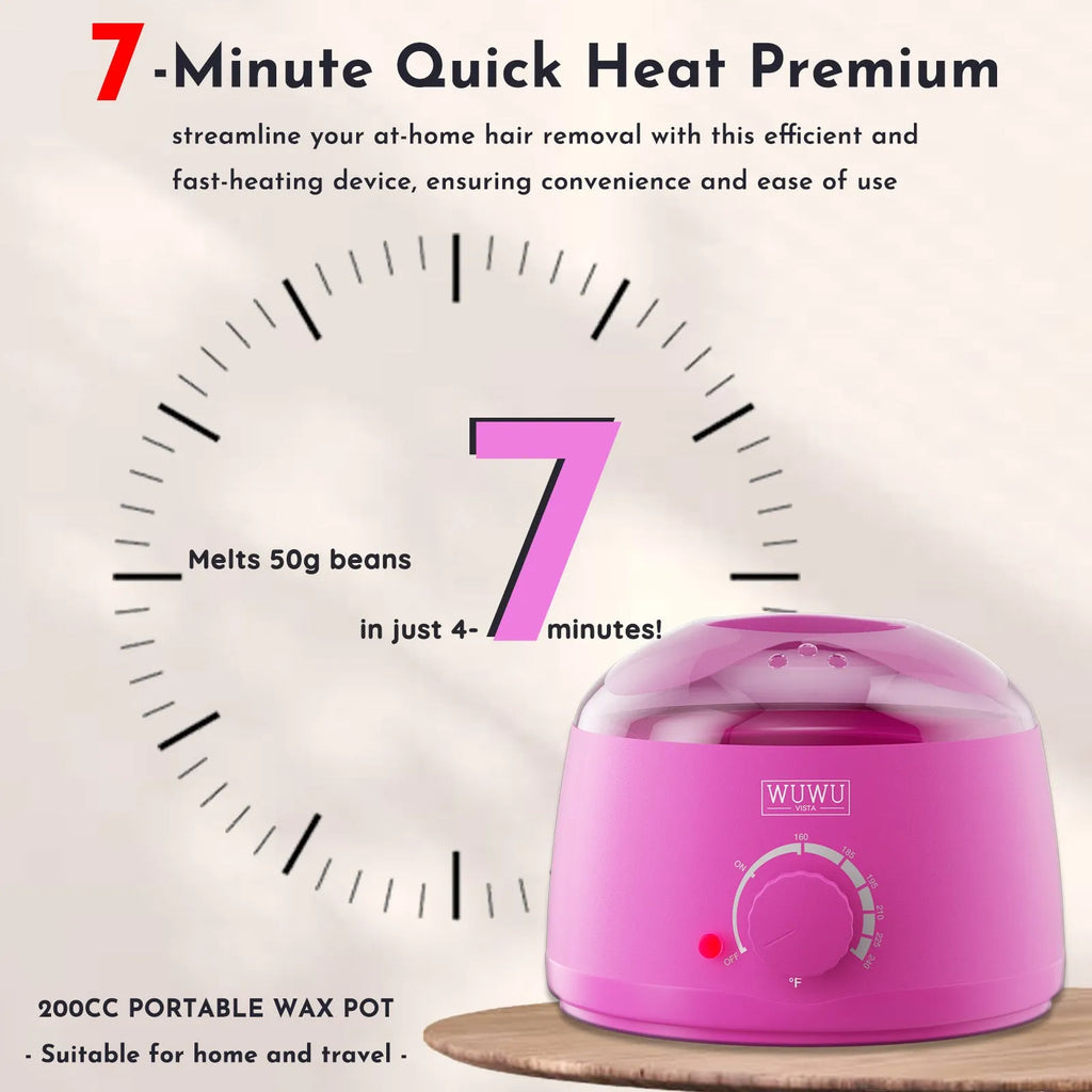 27 piece hair removal wax kit with four colour wax beads, heating machine, and application sticks