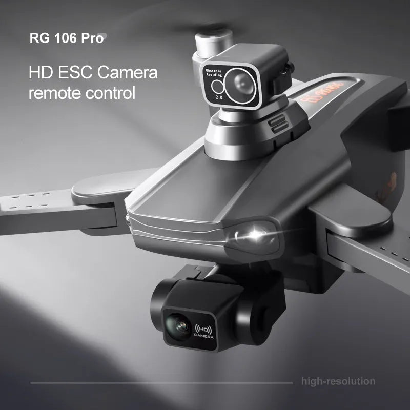 RG106PRO drone in metal blue with three-axis PTZ and obstacle avoidance system