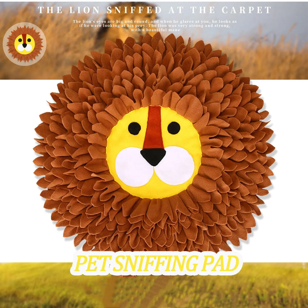 Brown Lion Sniffing Pad blanket with textured Yizhiwen fabric for dogs and cats to forage for food.
