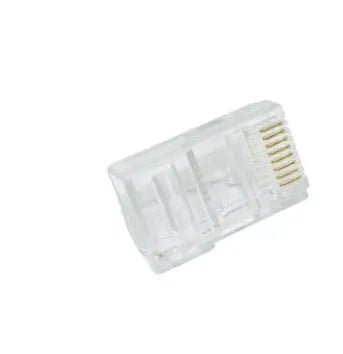 White RJ45 network modular plug with gold-plated three-fork contacts and all-copper insert