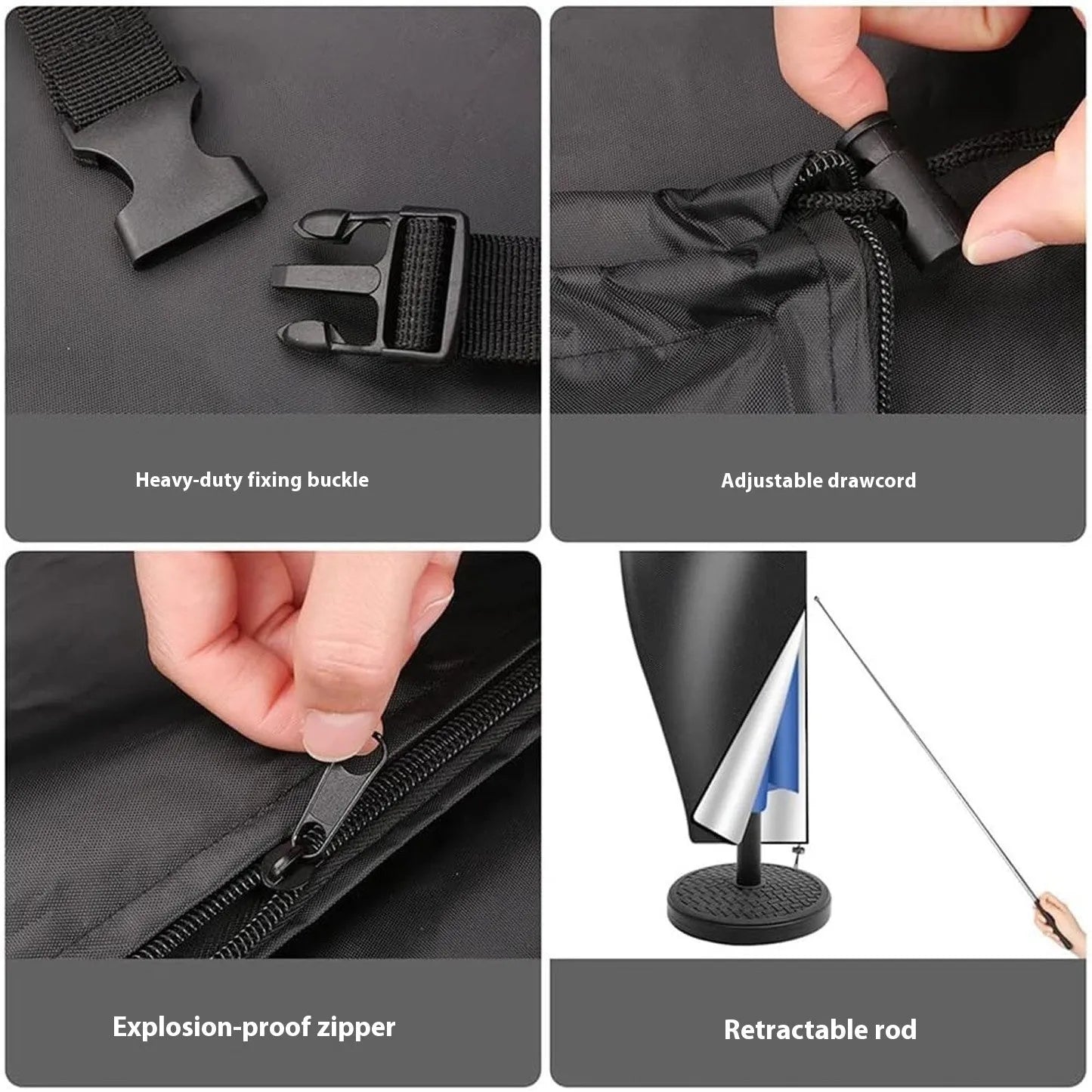 Waterproof black outdoor offset banana umbrella cover for garden furniture protection