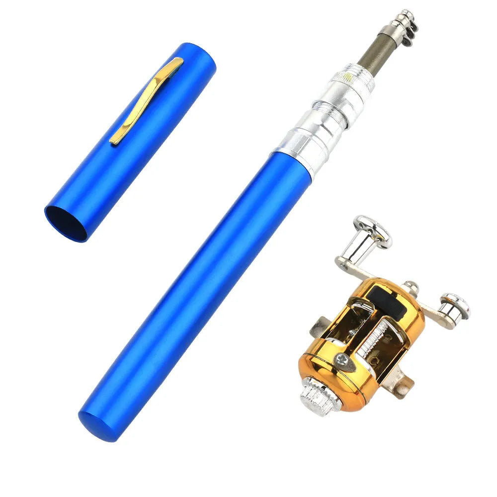 Telescopic pen fishing rod extended to 1m with compact ST5RL spinning reel attached