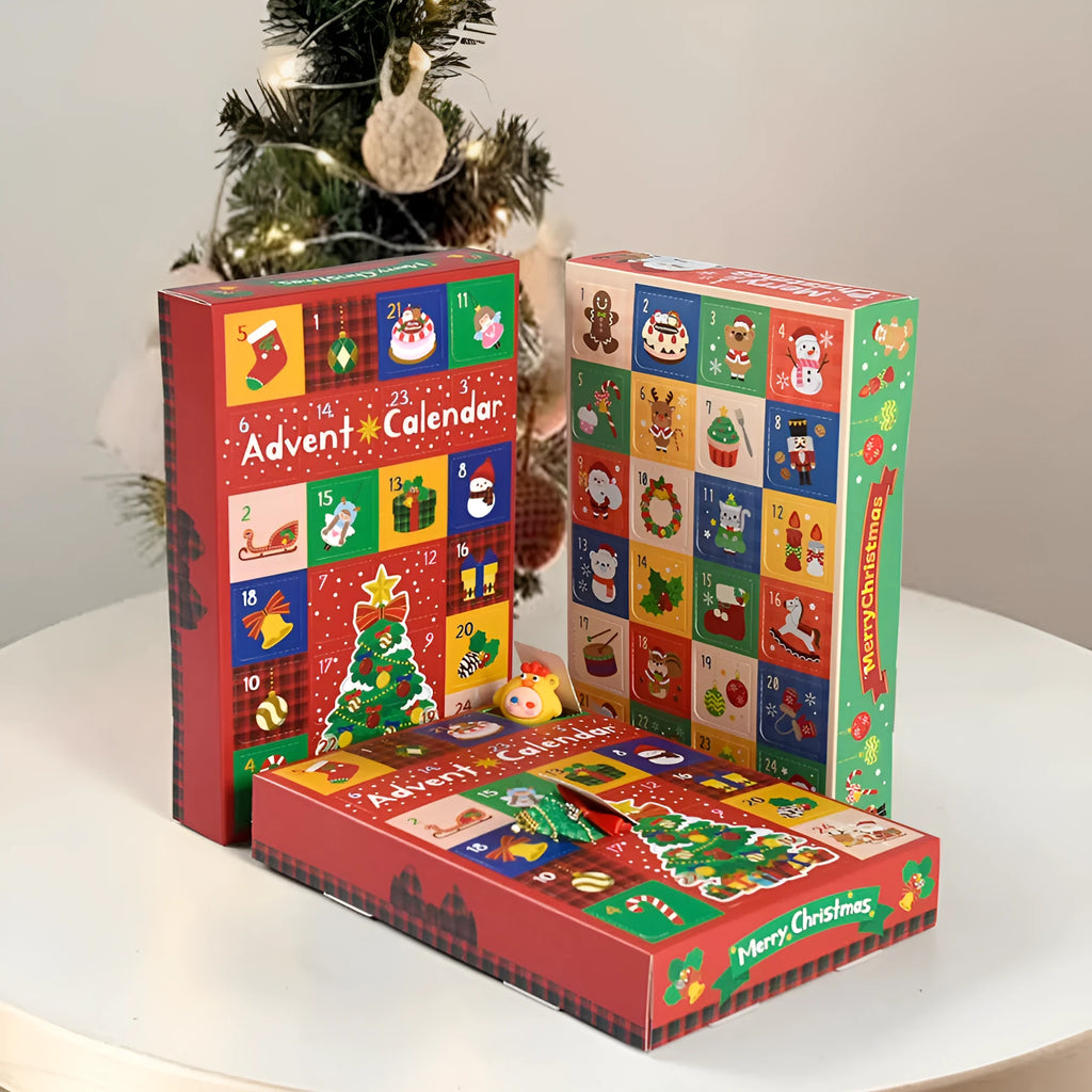 24 Grid Christmas Gift Box Blind Packaging with calendar design, 25x17x4 cm