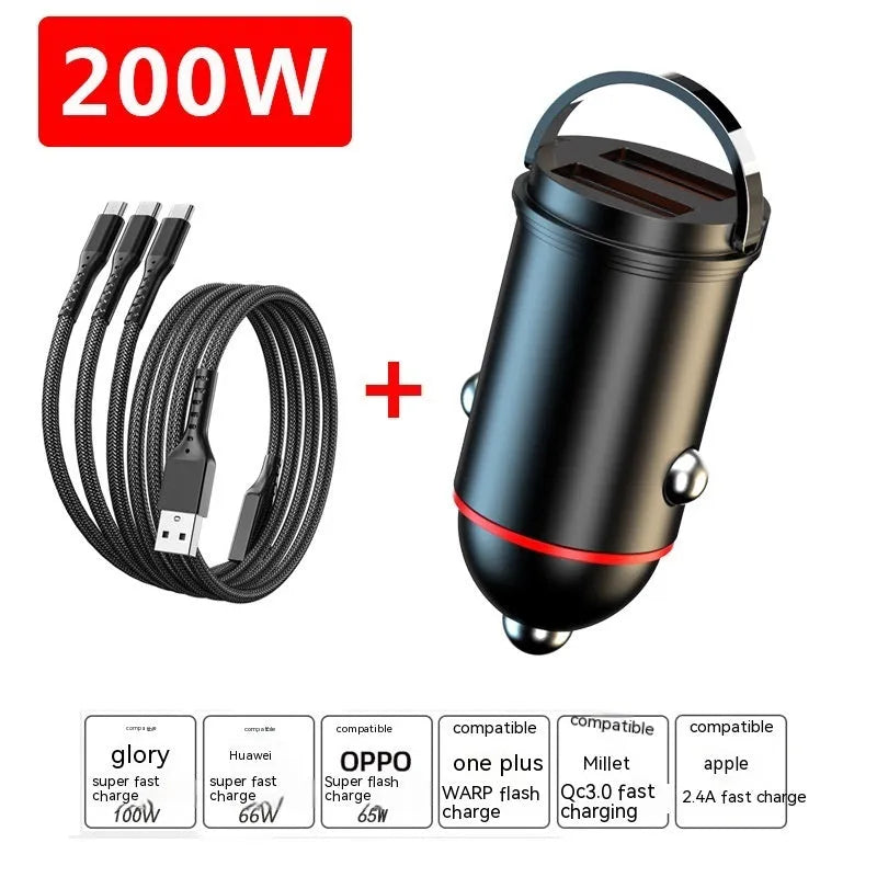 Black zinc alloy car charger with USB port measuring 38mm x 21mm x 21mm