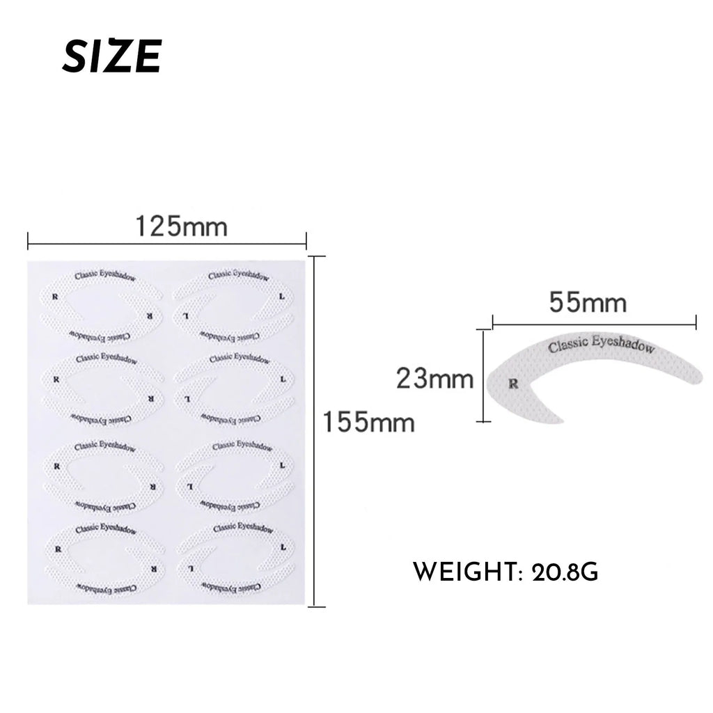 Set of four reusable flexible eyeliner and eyeshadow stencil stickers for makeup application.