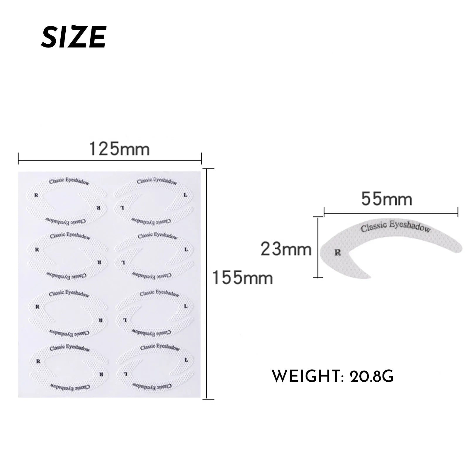 Set of four reusable flexible eyeliner and eyeshadow stencil stickers for makeup application.