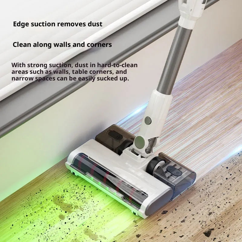 Light gray folding tube handheld vacuum cleaner with USB power and lighting function