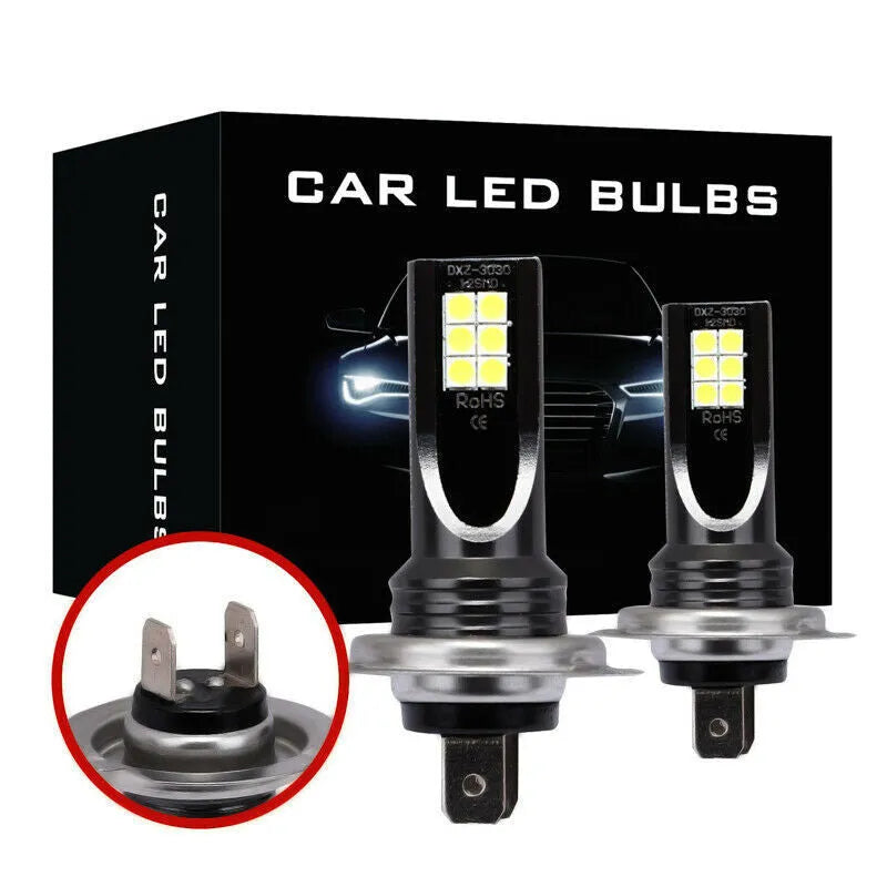 H7 110W 12SMD LED car fog light bulb with aluminium housing and white light.