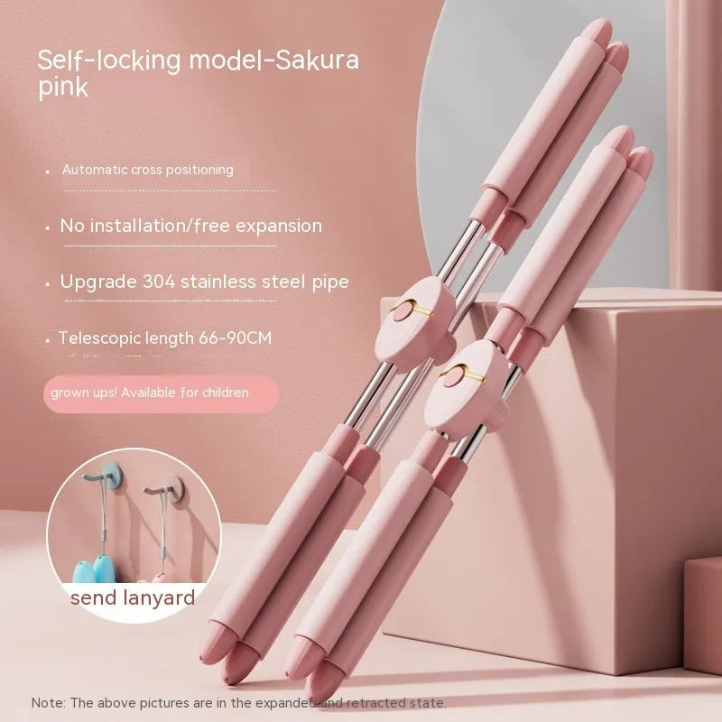 Children's adjustable length open back stick for posture correction in pink and blue colour options