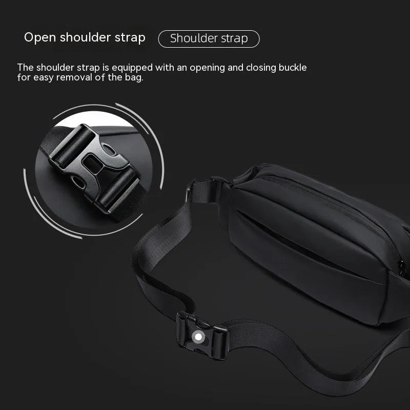 Black Oxford cloth men's messenger bag with one-shoulder riding design