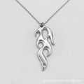 Silver alloy fire element pendant necklace on regular chain punk domineering style