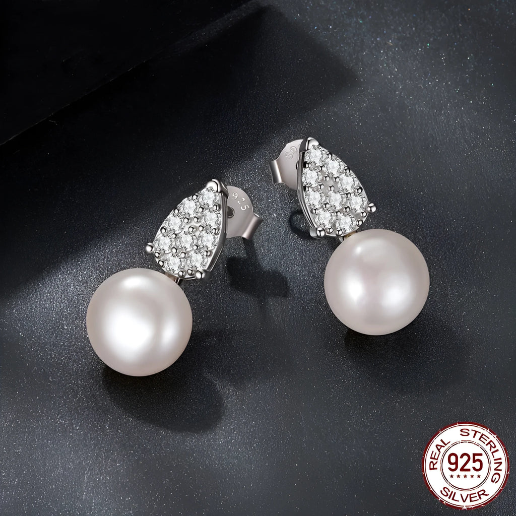 S925 sterling silver freshwater pearl stud earrings in MSE101 colour with certificate