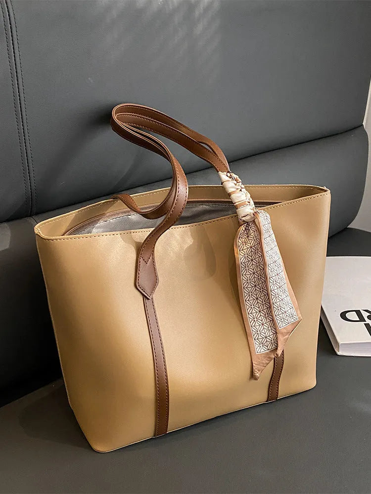 Women's large bucket tote bag with sandwich pocket design in available colour options