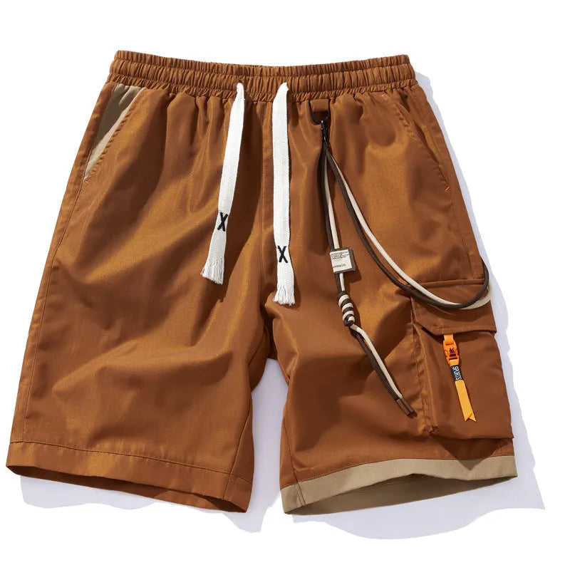 Men's plus size bamboo fibre shorts with elastic high waist in a straight-leg, cropped style.